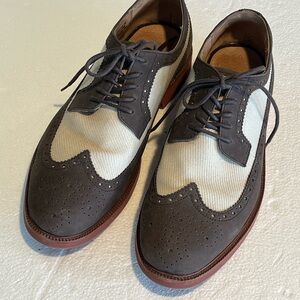 Polo Ralph Lauren Torrington Suede Brown and Cream Oxford Wingtips Shoes Sz 13
